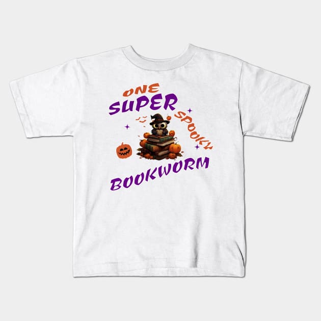 One super spooky bookworm Kids T-Shirt by New Day Prints